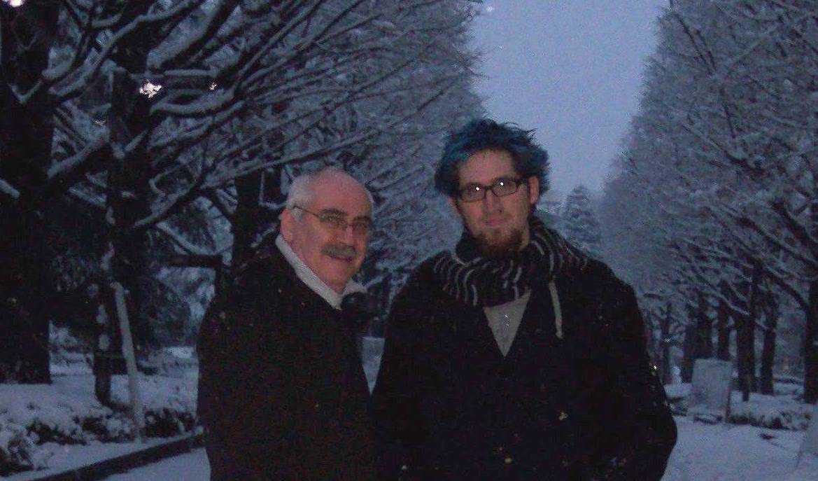 My dad and I outside Aoyama Campus