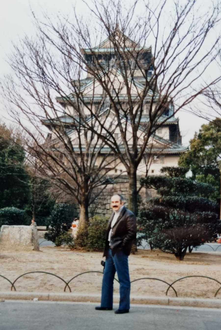 My dad posing outside Osaka castle